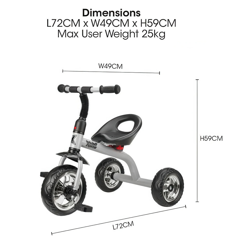 Xootz Trike Beginner Tricycle - Silver - TOYBOX Toy Shop