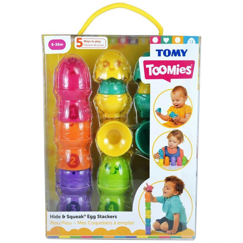 TOMY Toomies Hide & Squeak Egg Stackers - TOYBOX Toy Shop